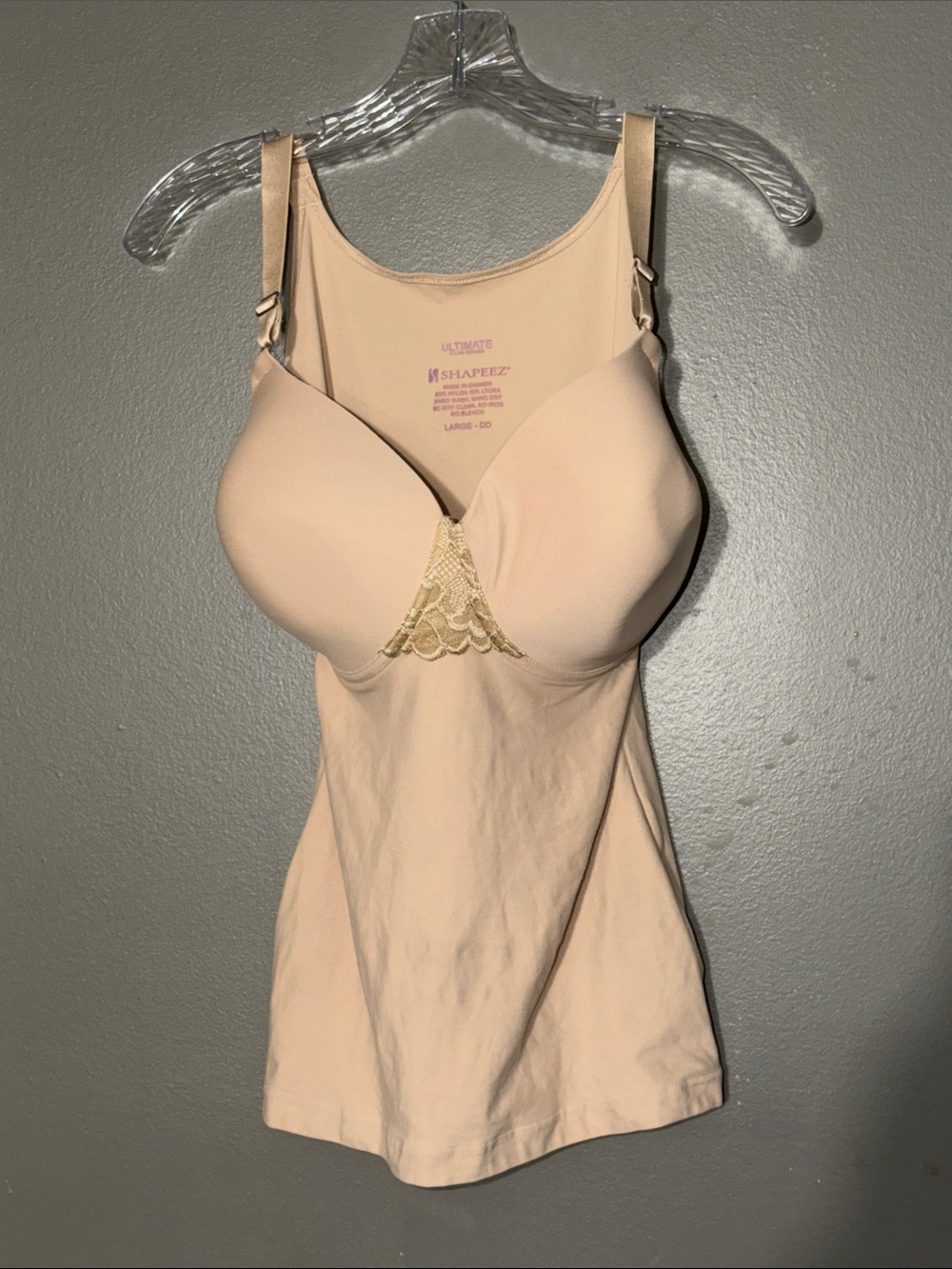 Shapeez Ultimate Full Body Shaping Cami Bra Tank Nude Beige Large-DD
